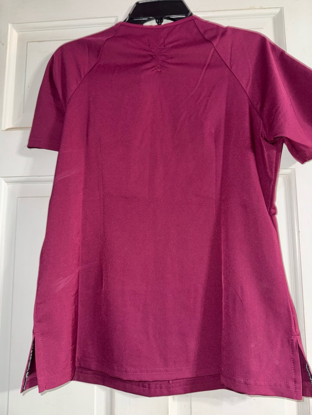 Koi Lite Women's Short Sleeve Scrub Top in Wine - Picture 8 of 11